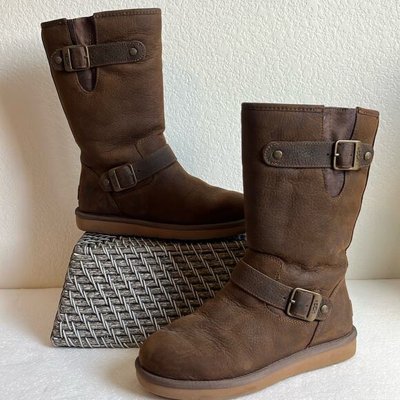Ugg Sutter Kensington Shearling Brown Leather Boots Size 6 NWOB - Picture 1 of 8